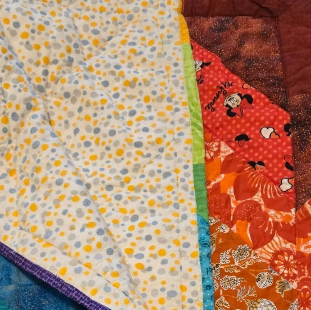 Handmade Vibrant Multicolor Patchwork Quilt ~ 3 x 4